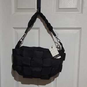 Elegant Black Woven Shoulder Bag